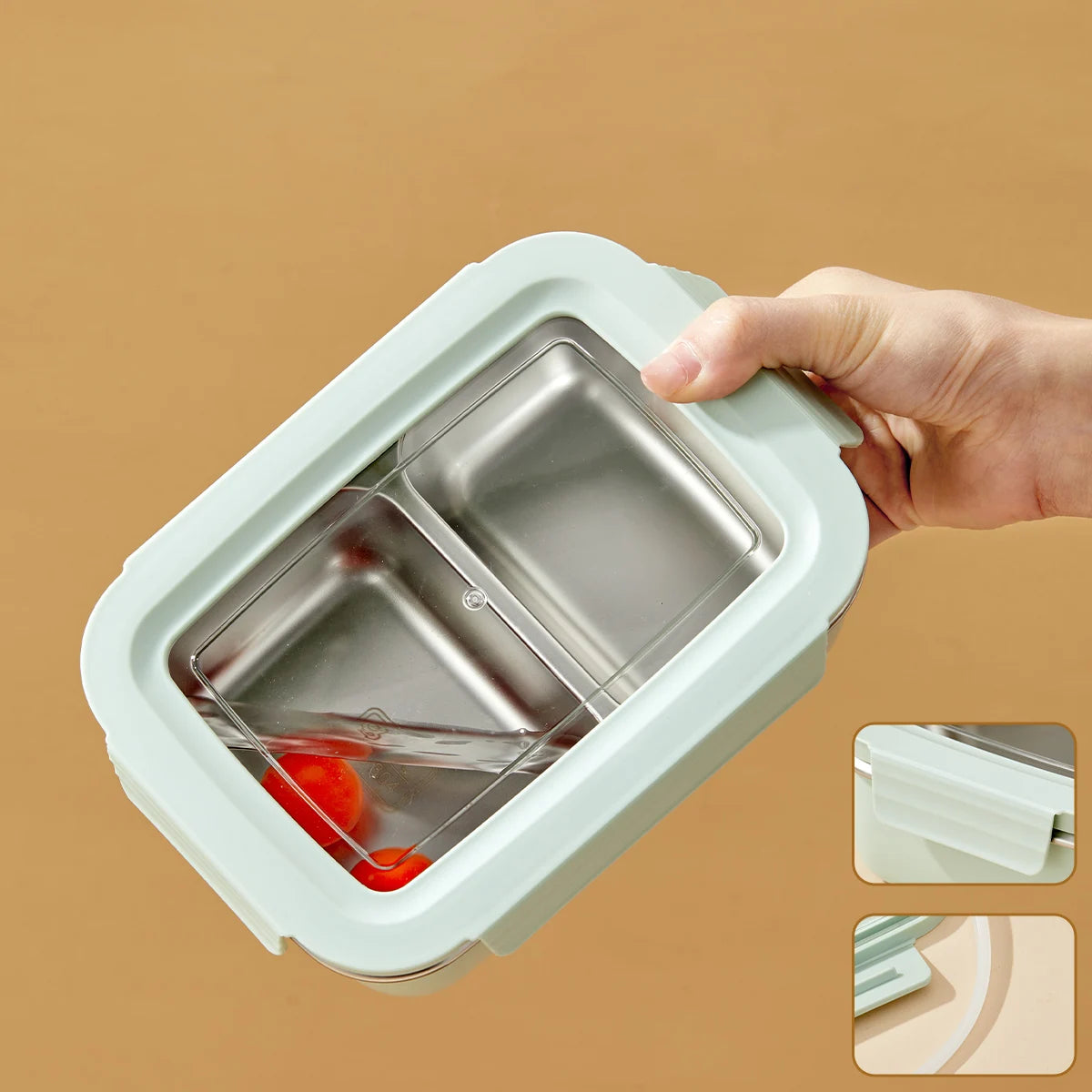 Microwave 304 Stainless Steel Compartment Lunch Box Stackable Leak-proof Student Bento Box Food Container For Cold And Hot Food