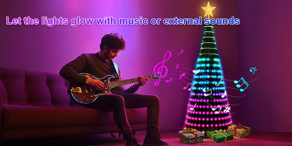 RGBIC 6.9FT 400LEDs Christmas Lights Holiday String Lights with Star Shape, Smart LED Xmas Tree for Indoor Outdoor Decor
