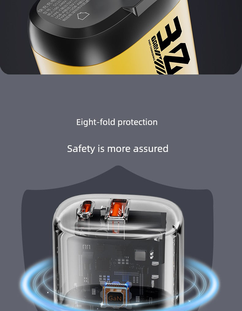 PD Gallium Nitride Two-Drag Two-Magnetic Data Cable Charging Plug