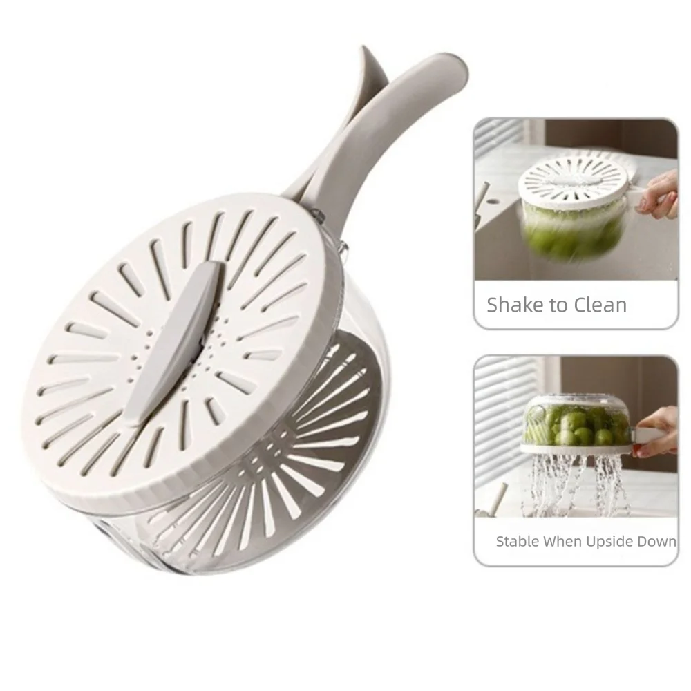 Folding Handle Rice Washing Drain Basket Multi-function with Lid Fruit Vegetable Washing Bowl 2 In 1 Plastic Fruit Strainer