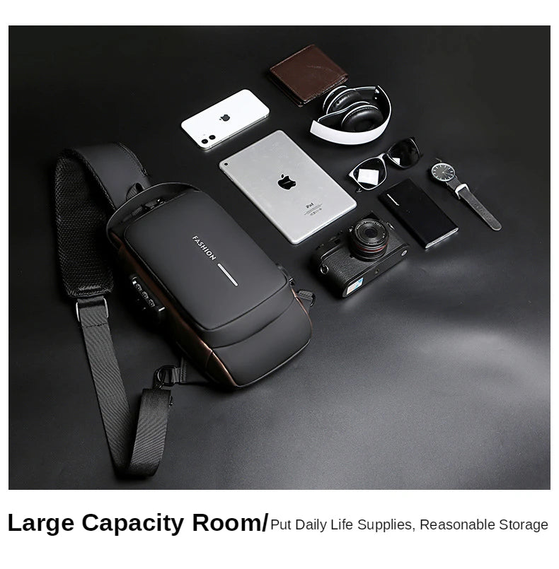 New Brand Designer Men Crossbody Bag PU Leather Classic Anti-Theft Shoulder Bag Chest Bag Multifunctional for Men