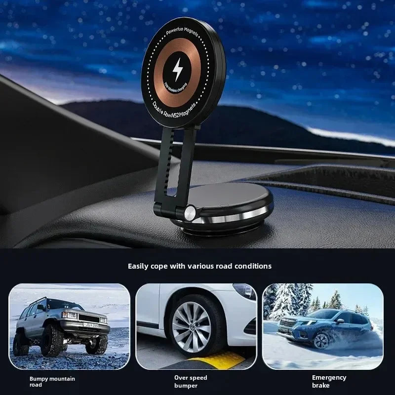 Magnetic Car Mount Strong Magnet 15W Wireless Charging Phone Holder Fast Car Charger for iPhone 12 13 14 15 Smartphone Stand