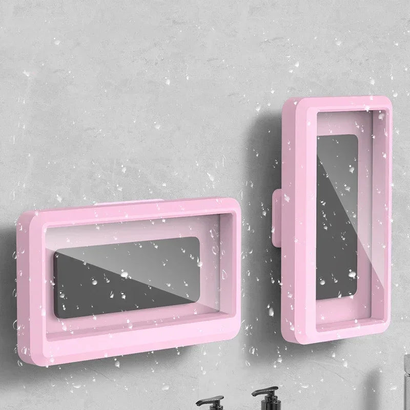 Wall Mounted Waterproof Phone Holder Cell Phone Storage Box Can Touched Shower Smartphone For iPhone 16 15 Samusng Xiaomi Stand