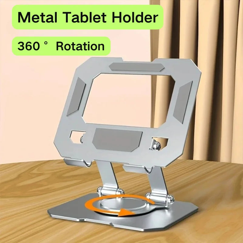 360° Rotatable Metal Tablet Stand Adjustable Foldable Desktop Stand Holder Heat Dissipation Compatible For Tablet Computer