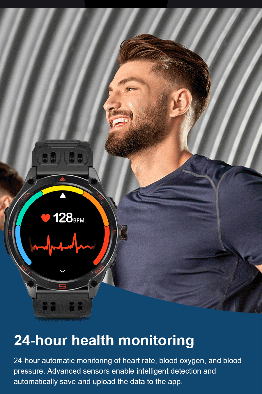 2025 New GPS SmartWatch 1000Mah Battery Compass 10ATM Waterproof Tactics Sport Flashlight BT call Smart Watch For Men For xioami