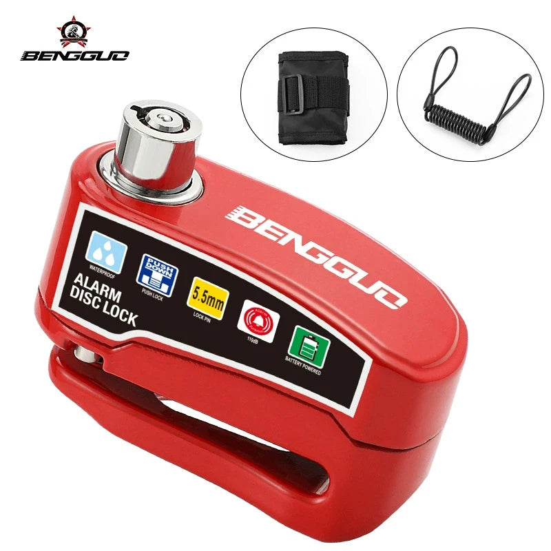 Scooter Motorcycle Burglar Alarm Lock Waterproof Bicycle Alarm 110db Warning Security Lock Moto Disc Brake Padlock Accessories