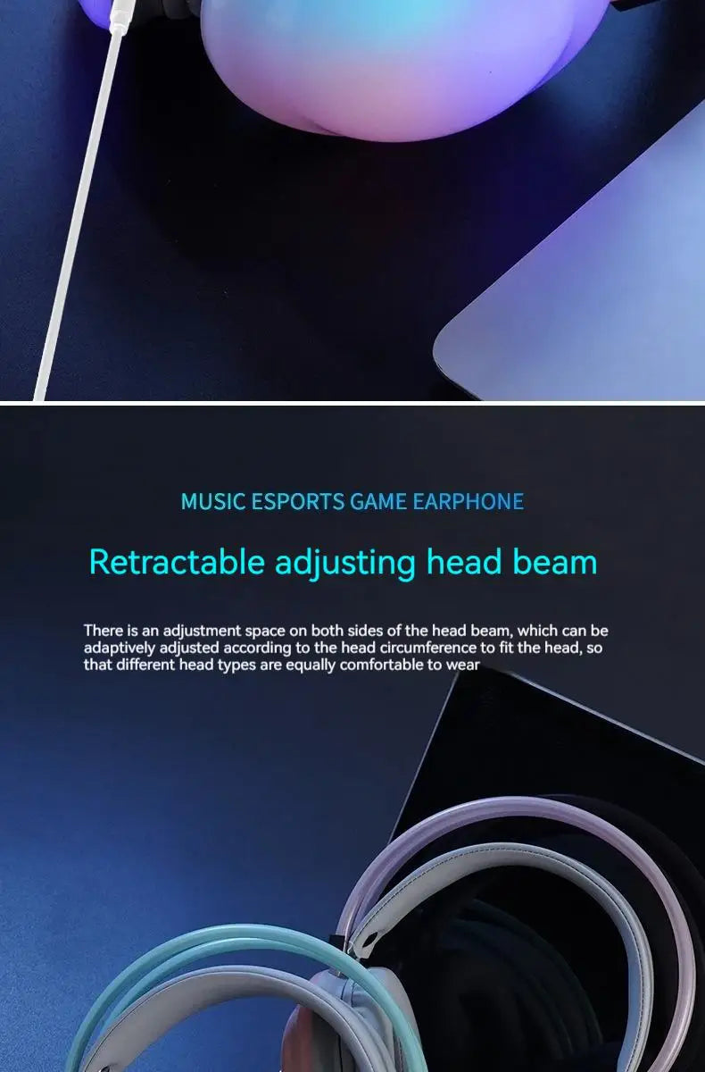 Gamer Wireless Bluetooth Headphones RGB Flowing Colorful Lamp Head Earphone Hifi Stereo Noise Reduction Gaming Headsets With Mic