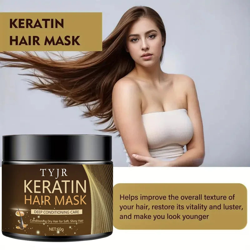 Keratin Magic Hair Mask Protein Straightening Repair Dry Frizzy Damaged Hair Milk Professional Smooth Shiny Deep Moisturizing Care 60G/30G