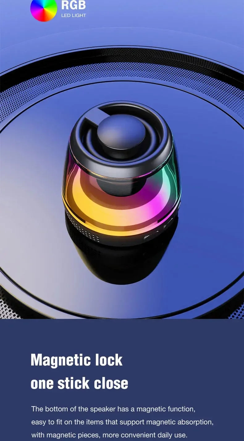 Magnetic Bluetooth Speaker RGB Mini Portable Speaker Magnetic Phone Holder Ring Wireless Sound Box Bluetooth Speaker Tower