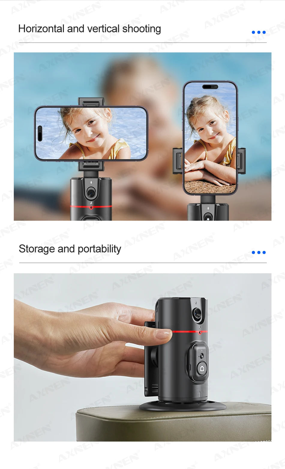 P02 360 Rotation Gimbal Stabilizer, Follow-up Selfie Desktop Face Tracking Gimbal for Tiktok Smartphone Live,with Remote Shutter