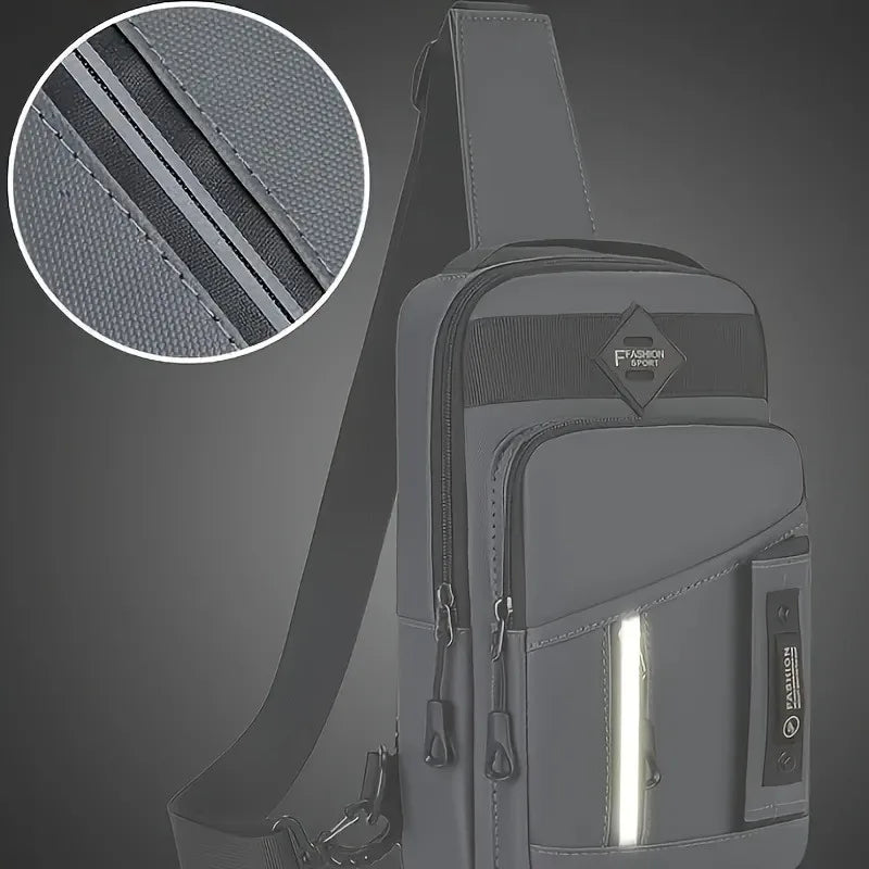 Men's Outdoor Chest Bag - Stylish Nylon Crossbody Bag, Casual Multi-Functional Sports Sling ,Multiple Compartments