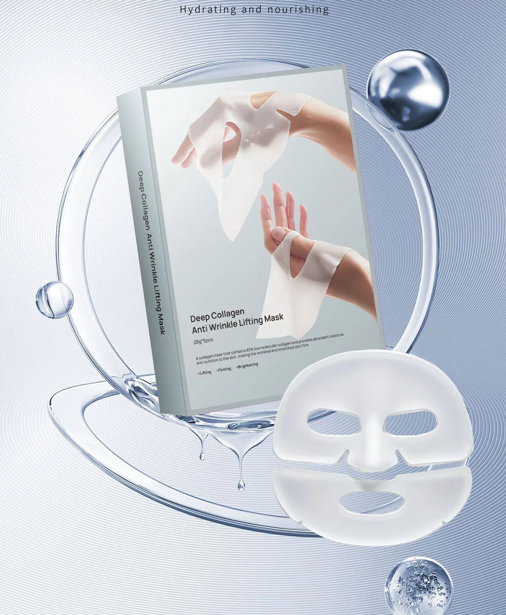 Deep Collagen Anti Wrinkle Lifting Mask Collagen Face Mask Overnight, Deep Collagen Mask for Lifting Firming Moisturizing(5Pack)