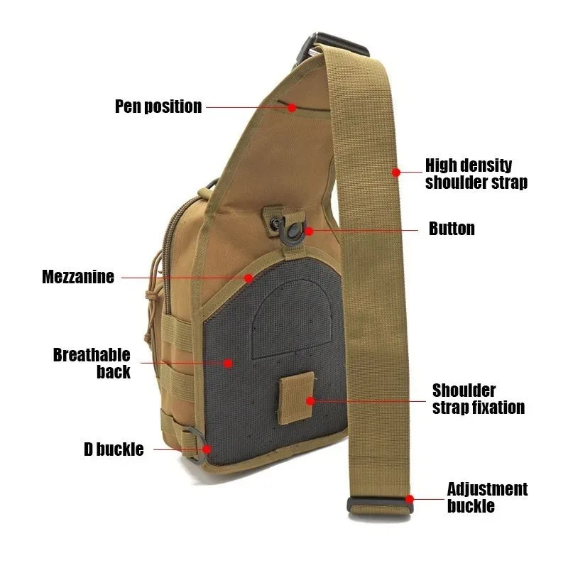 Men's outdoor Chest bag Camouflage Shoulder Bag Sling Backpack 900D Oxford Mountaineering Camping Fishing Trekking