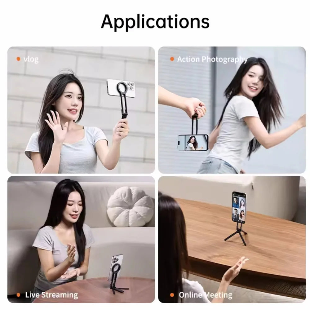 Magnetic Ring Plastic Phone Holder with Adjustable Ring Magnetic Buckle Foldable Phone Holder for Magsafe Mountaineering Buckle