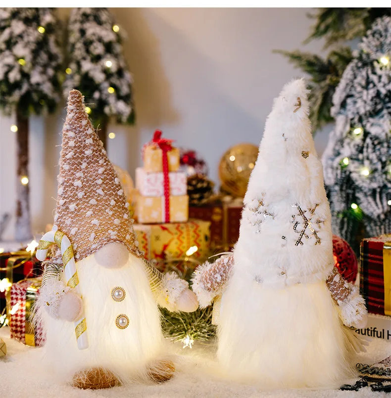 2025 Christmas Gift Gnome Doll Couple Led Night Light Sledge Elf Ski Home Xmas Decoration for 2026 New Year Valentine Gift