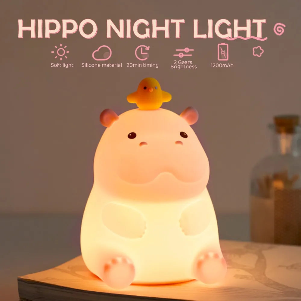 Cute Silicone Squishy Night Lamp Fox Rabbit Dimmable Nursery Nightlight Rechargeable Timing Bedside Table Lamp With Touch Sensor