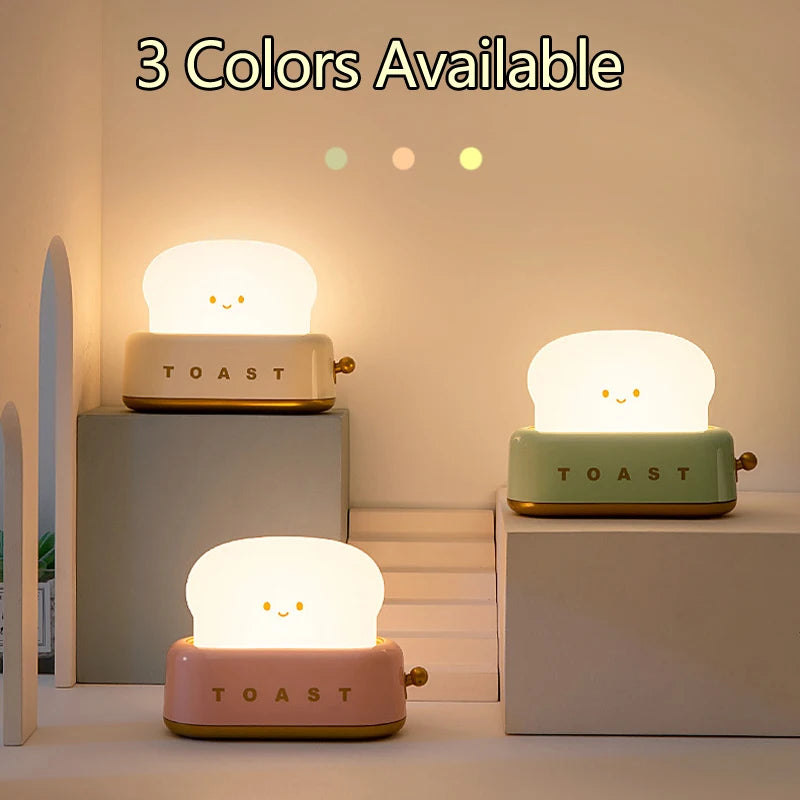 Bread Toast Table Light Toaster Nightlight Creative USB Rechargeable Led Lamp Decor Holiday Baby Bedroom For Birthday Gift