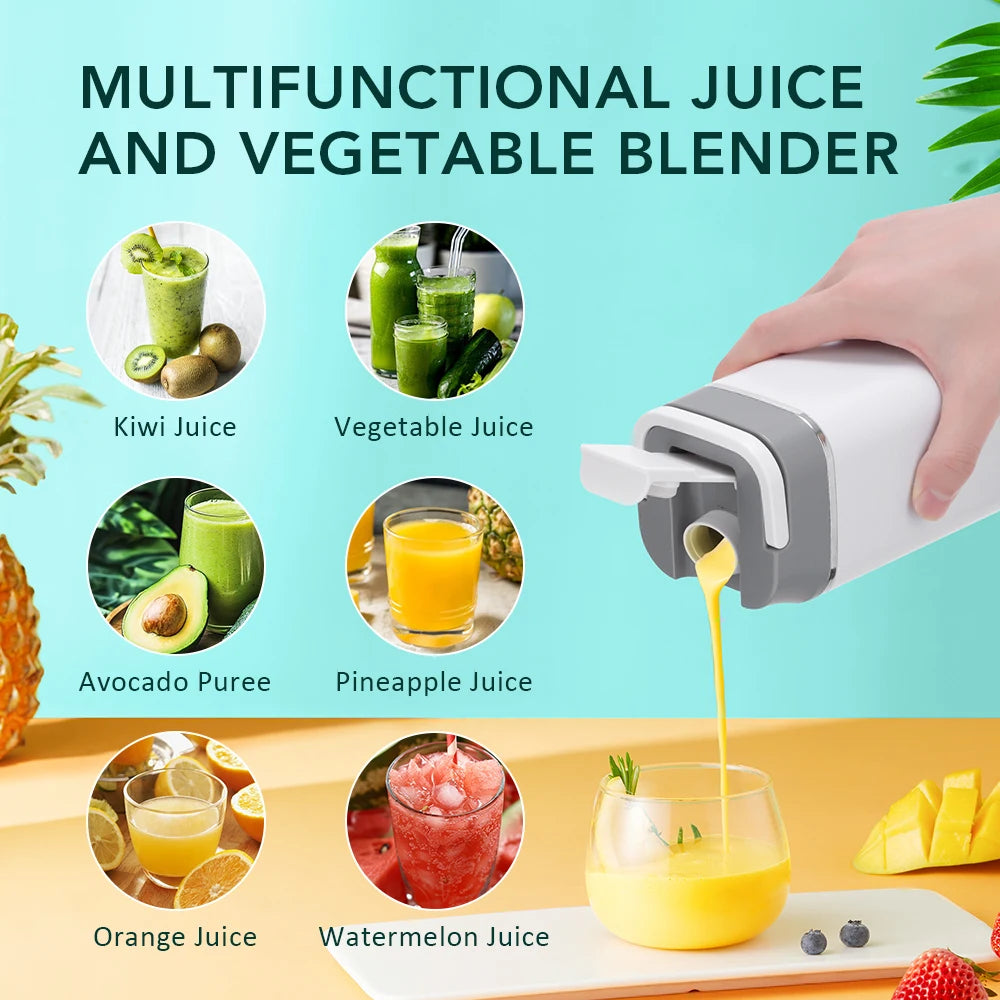 6 Blades Electric Juicer Cup 2 Cups For Travel Portable Juicer Mixer Usb Charge Fresh Fruit Juice Personal Blender Smoothie
