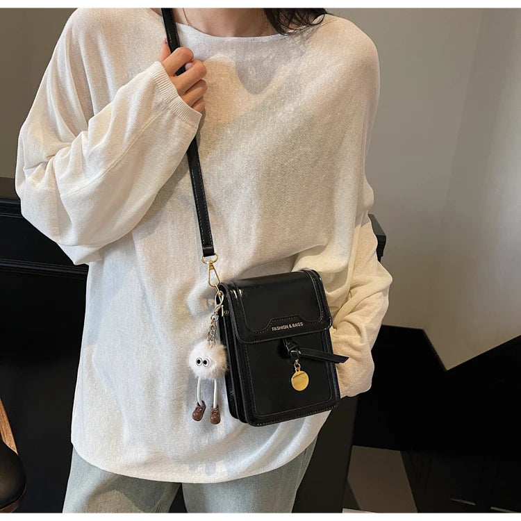 Women's Burgundy Crossbody Bag 2025 Fashion New PU Leather Square Texture Glossy Shoulder Packs Versatile Phone Lipstick Bags