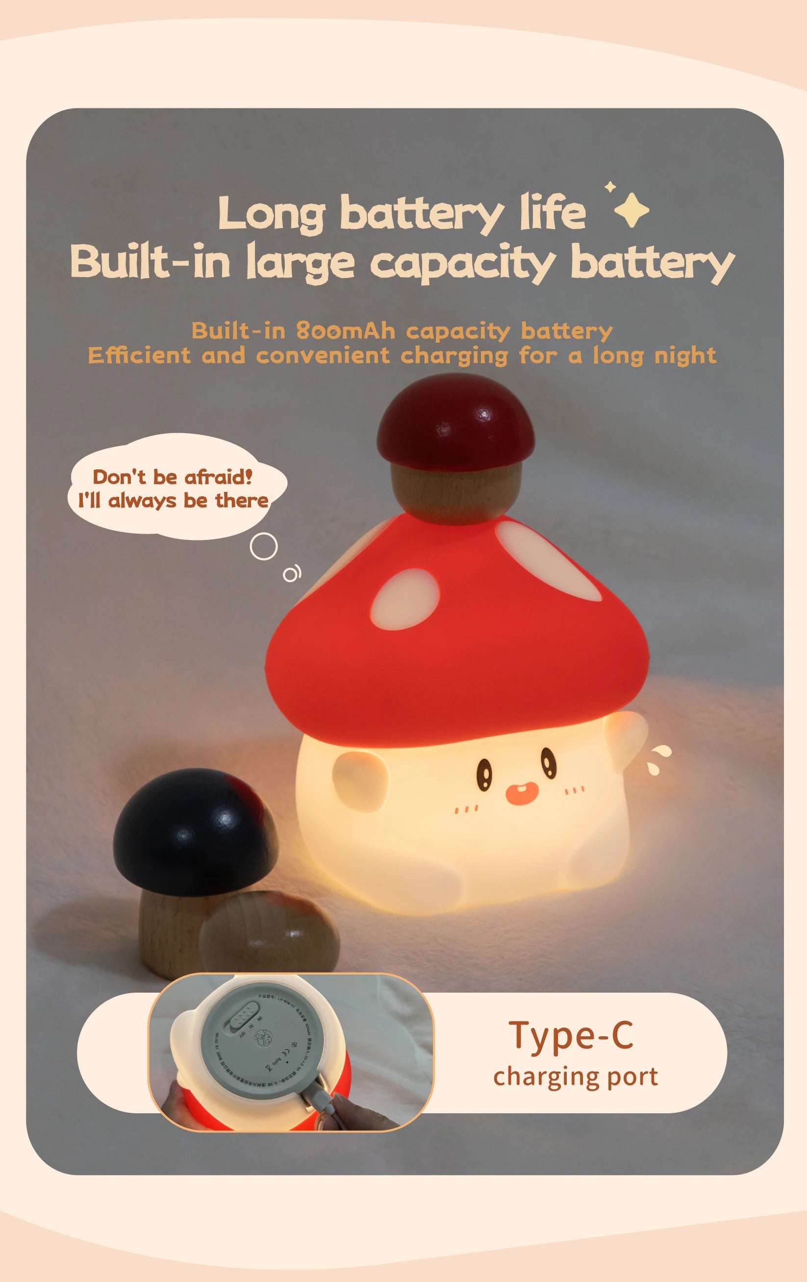 Mushroom Night Light LED Rechargeable USB Table Lamp Desk Room Decoration Baby Nursery Kids Birthday Gift Animal Pumpkin Lantern