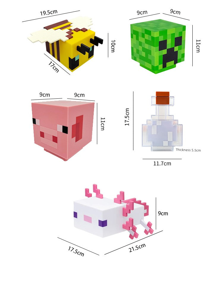 My World Torch Lamp Hand-Made Model MC Surrounding the Game Fox Salamander Ore Lamp Toy Small Night Lamp Ornaments