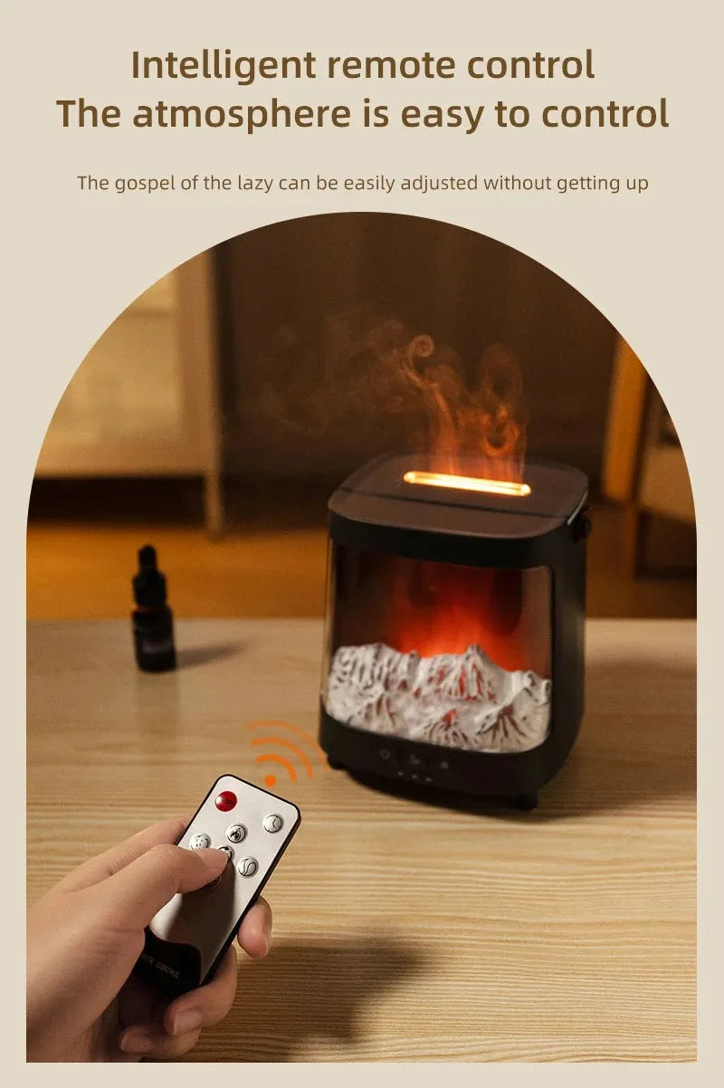 D631 Aurora Flame Humidifier Essential Oil Diffuser 200ml LED Light Remote Control Timing Spray USB-C