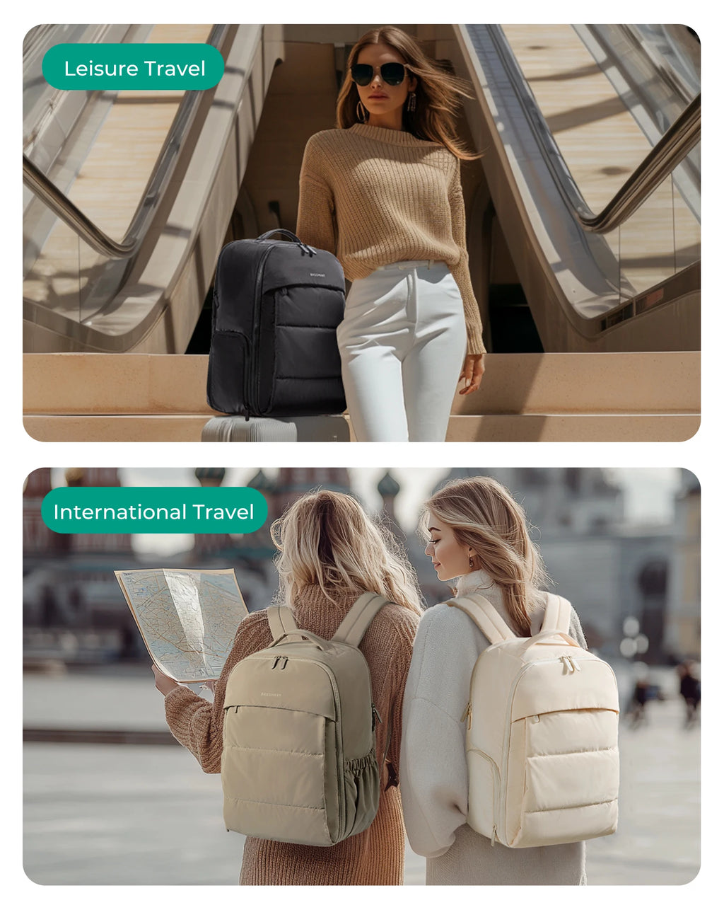 BAGSMART Women's Backpack Airline Approved Carry On with Shoe Compartment Fits 15.6" Laptop Water-Resistant Travel Backpack