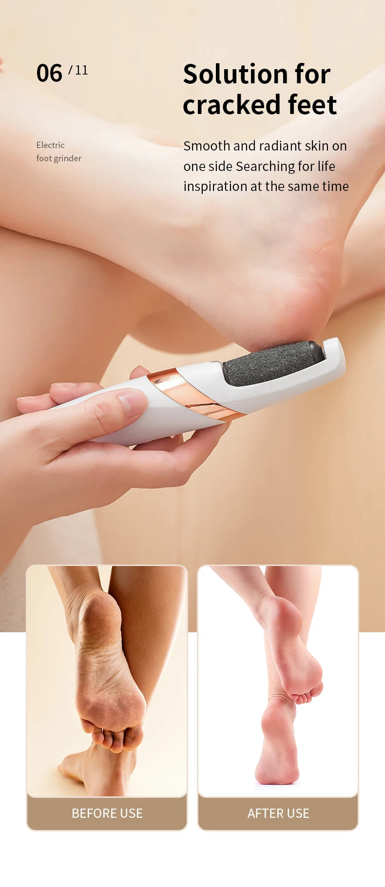 Electric Foot Grinder Automatic Foot Callus Rubbing Pedicure Dead Skin Callus Remover for Foot Rechargeable Foot Beauty Machine