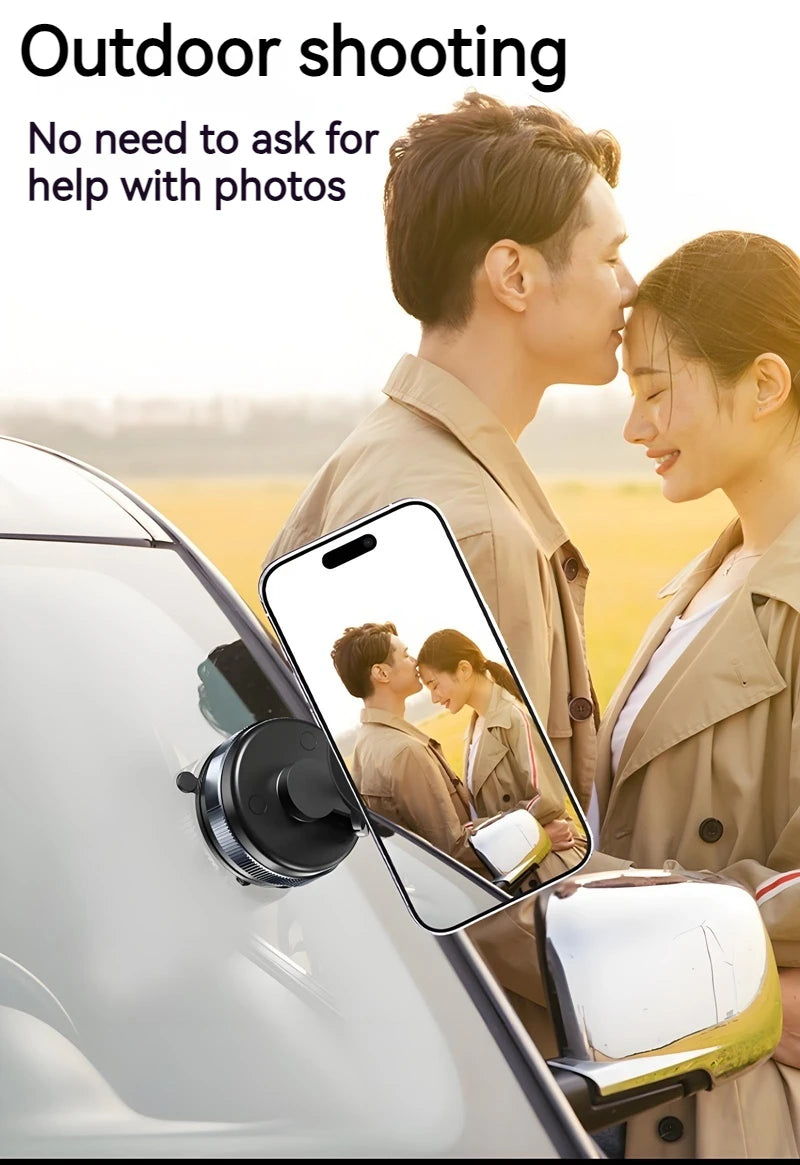 15W Metal Vacuum Suction Magnetic Wireless Charger Mount 360° Rotatable Compatible with  Smartphones, for Car Gym Bathroom Mirro
