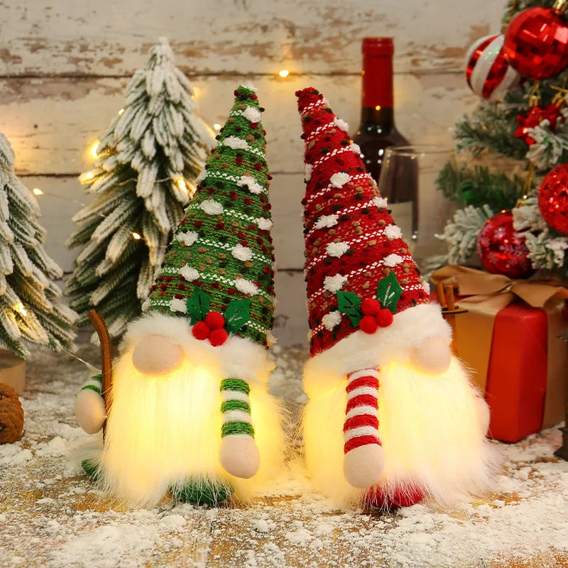 2025 Christmas Gift Gnome Doll Couple Led Night Light Sledge Elf Ski Home Xmas Decoration for 2026 New Year Valentine Gift