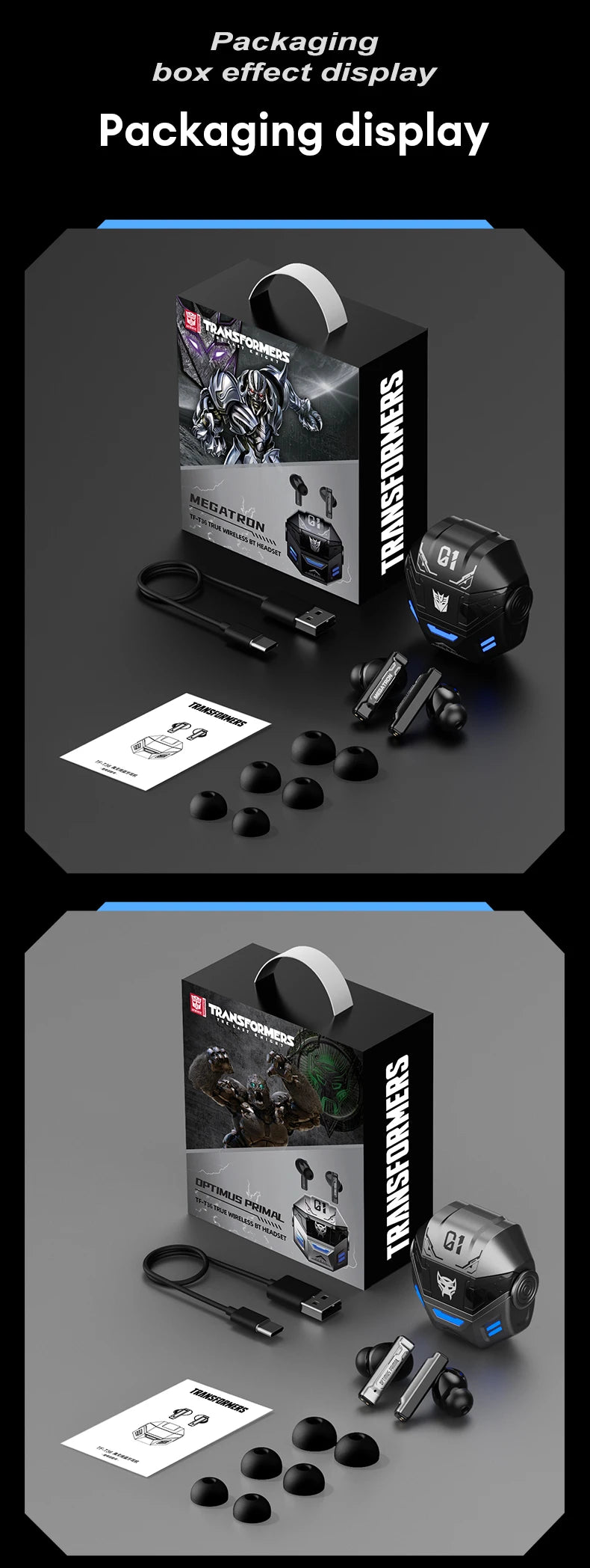 TRANSFORMERS TF-T36 Wireless Earphones Noise Reduction HD Call  Bluetooth Headphone Dual Mode HiFi Surround Sound Headset Choice