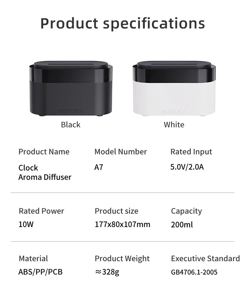 New Air Humidifier Home Colorful Lamp USB Charge Remote Control Essential Oil Spray Aroma Diffuser with Alarm Clock Humidifiers