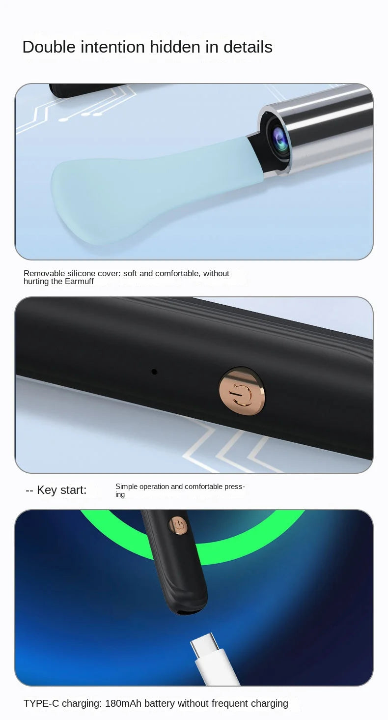 Tinsol Smart Visual Ear Cleaner 1296P Ear Sticks Otoscope USB C Charging Endoscope Wax Removal Tool Earpick Camera Health Care