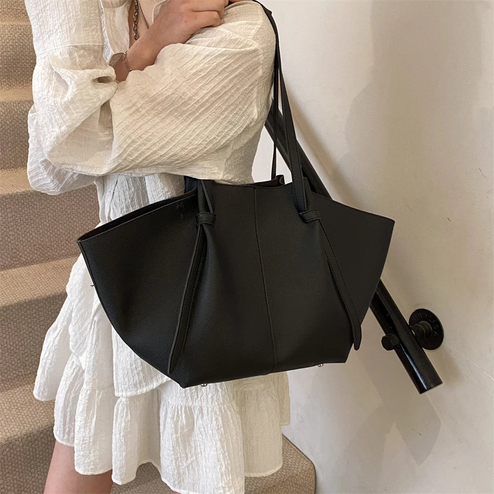 Branded Designer Shoulder Tote Bags For Women Soft PU Leather 2-IN-1 Big Capacity Shopper Tote Set 2025 Luxury Designer Handbags