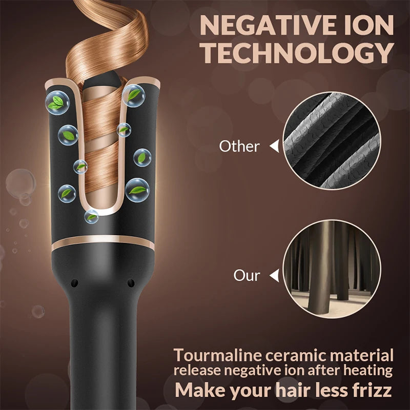 Automatic Curling Iron Electric Automatically Curly Tongs Hair Curler Machine Portable Professional Auto Rotating Wand Curl