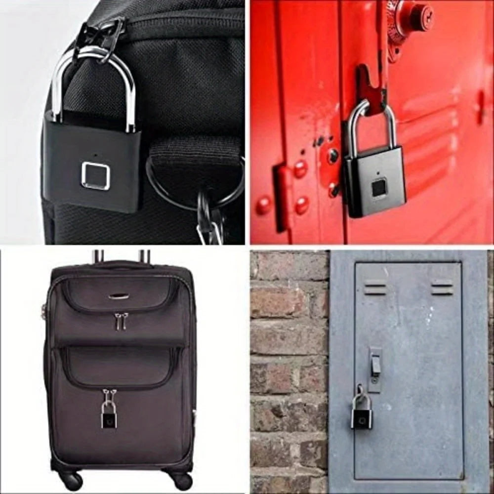 Portable Waterproof Small Fingerprint Padlock with USB Charging for Locker, Luggage, Gym, Suitcase