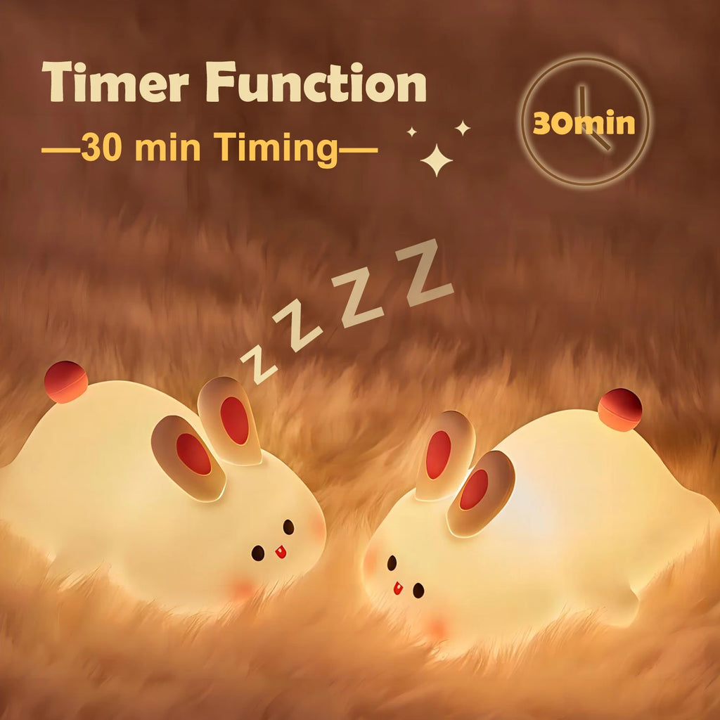 Cute Silicone Squishy Night Lamp Fox Rabbit Dimmable Nursery Nightlight Rechargeable Timing Bedside Table Lamp With Touch Sensor