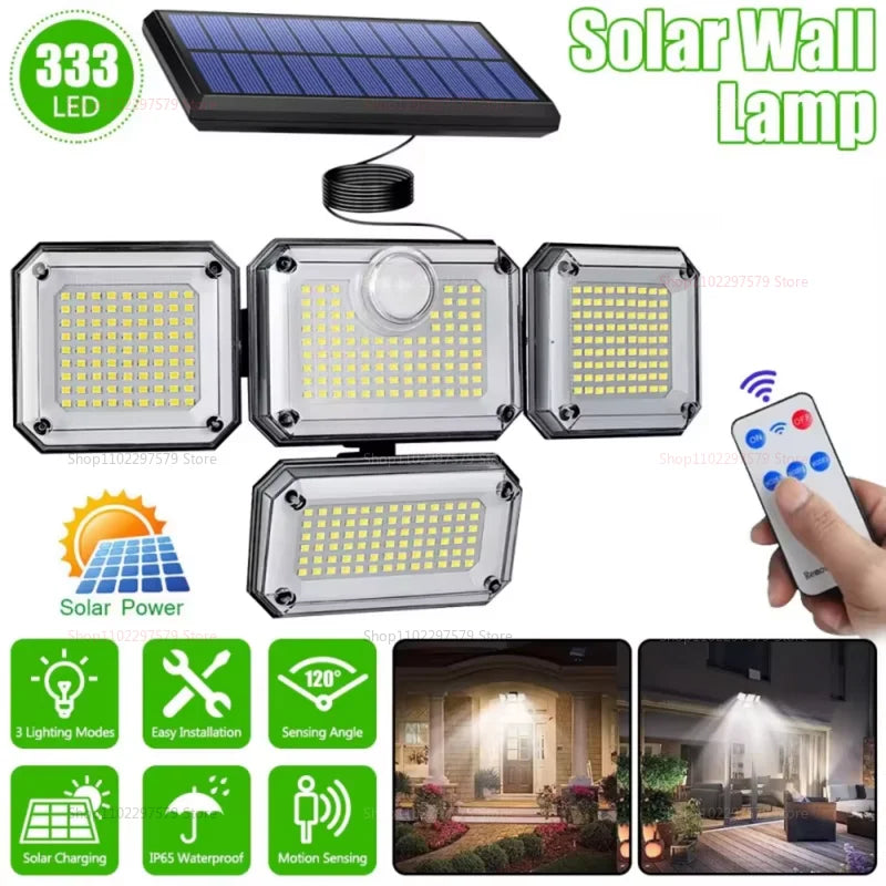 122/333 Led Outdoor Solar Lights Motion Sensor Powerful Led Lamp Spotlight Sunlight Energy Waterproof For Exterior Garden