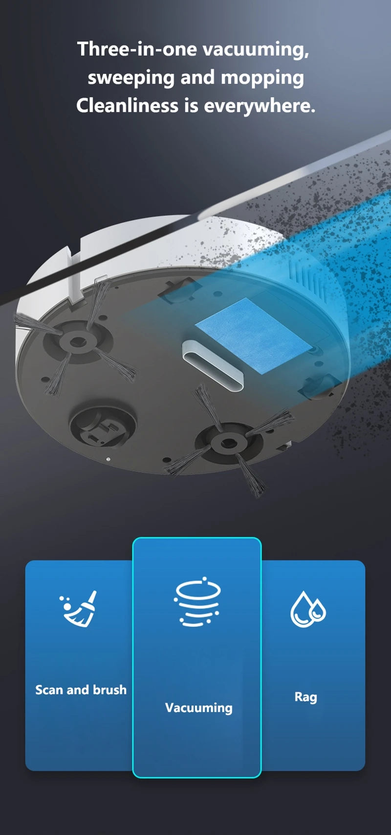 Midea 3-in-1 Smart Sweeping Robot Smart Cleaner Rechargeable Fully Automatic Vacuum Cleaner Sweep Debris Pet Hair Home Appliance