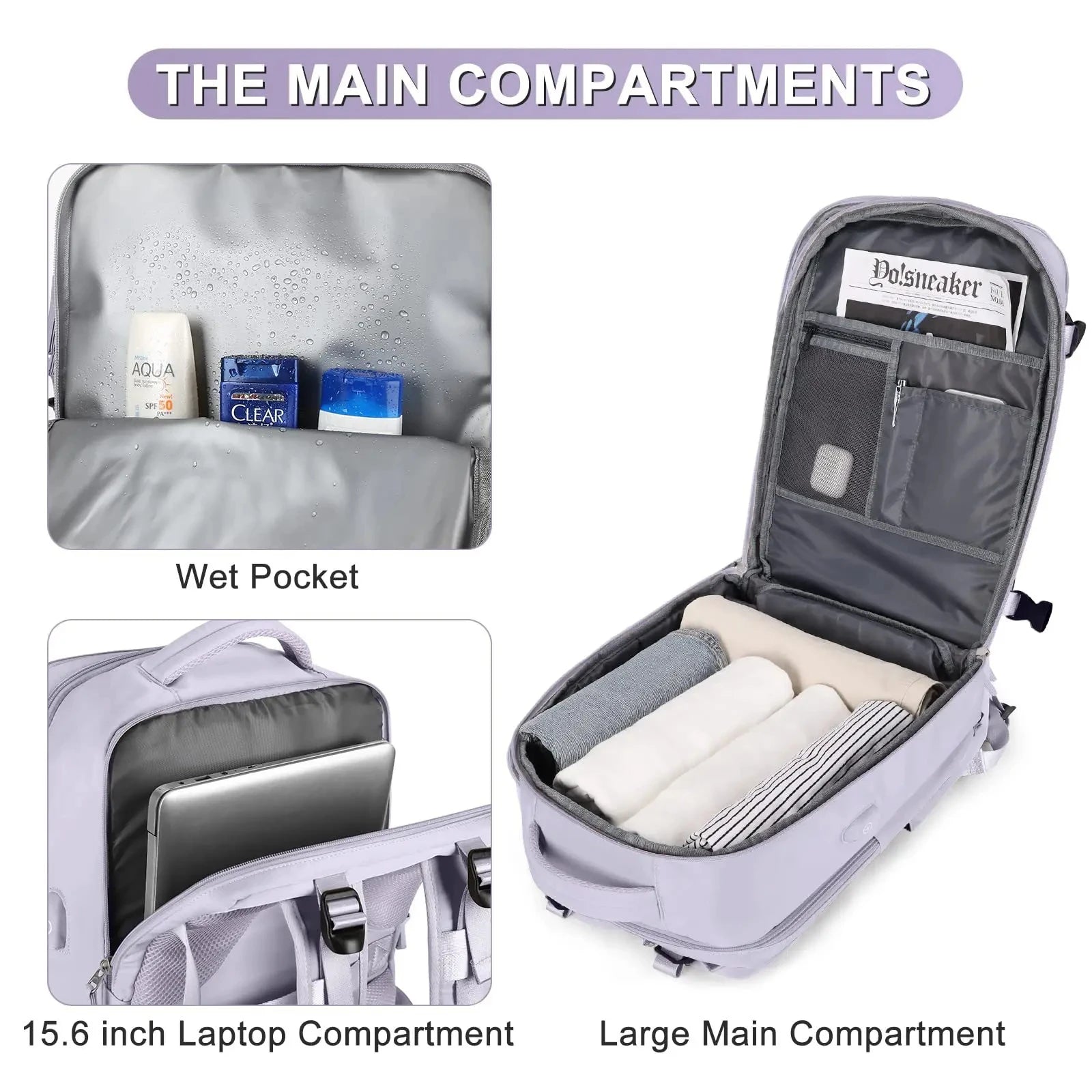 Buylor 40x25x20 Travel Backpack For Women Airplane Cabin Luggage Backpack Carry On 14inch Laptop Backpack Casual SchoolBackpack