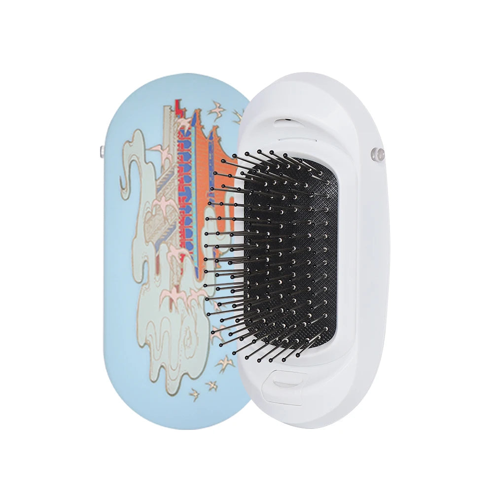 2.0 Portable Ionic Hairbrush Dropshipping Niche Product Double Negative Ions Hair Brush With Pattern Hair Scalp Massage Comb