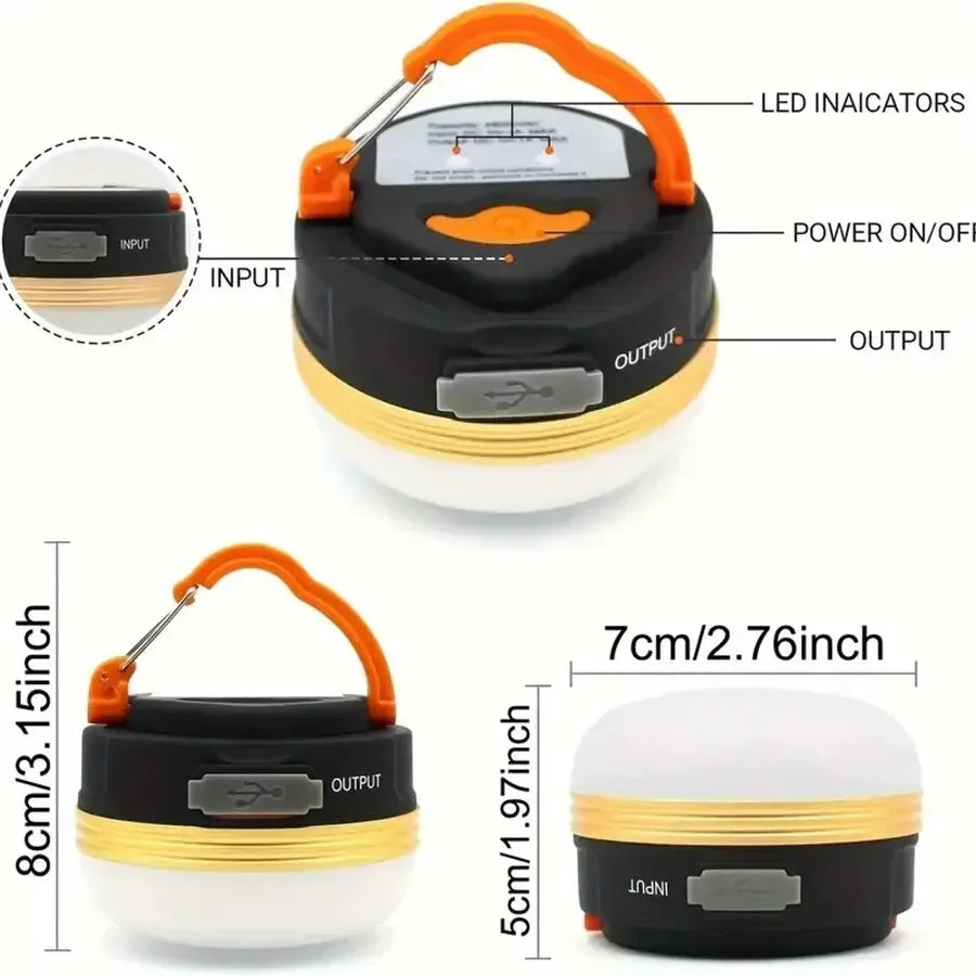 MuqiNush Rechargeable Hanging Type LED Camp Lantern Magnet Base Portable Tent Light With 3 Modes for Camping Hiking Fishing