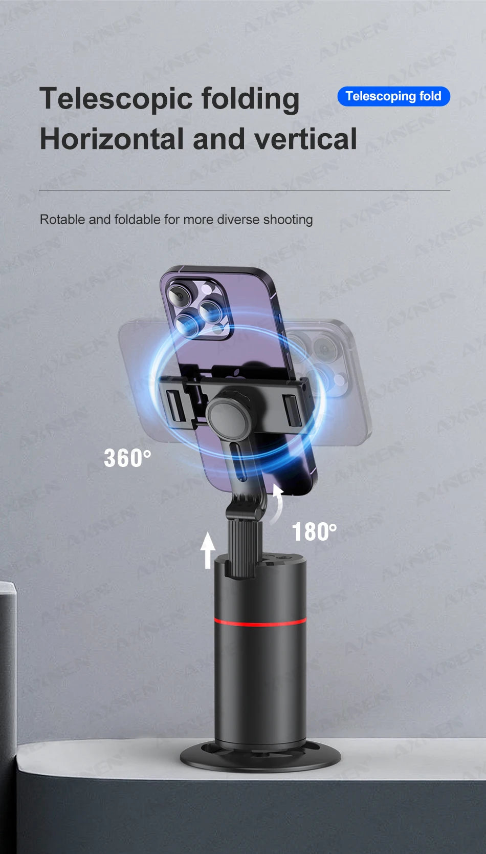 P02 360 Rotation Gimbal Stabilizer, Follow-up Selfie Desktop Face Tracking Gimbal for Tiktok Smartphone Live,with Remote Shutter