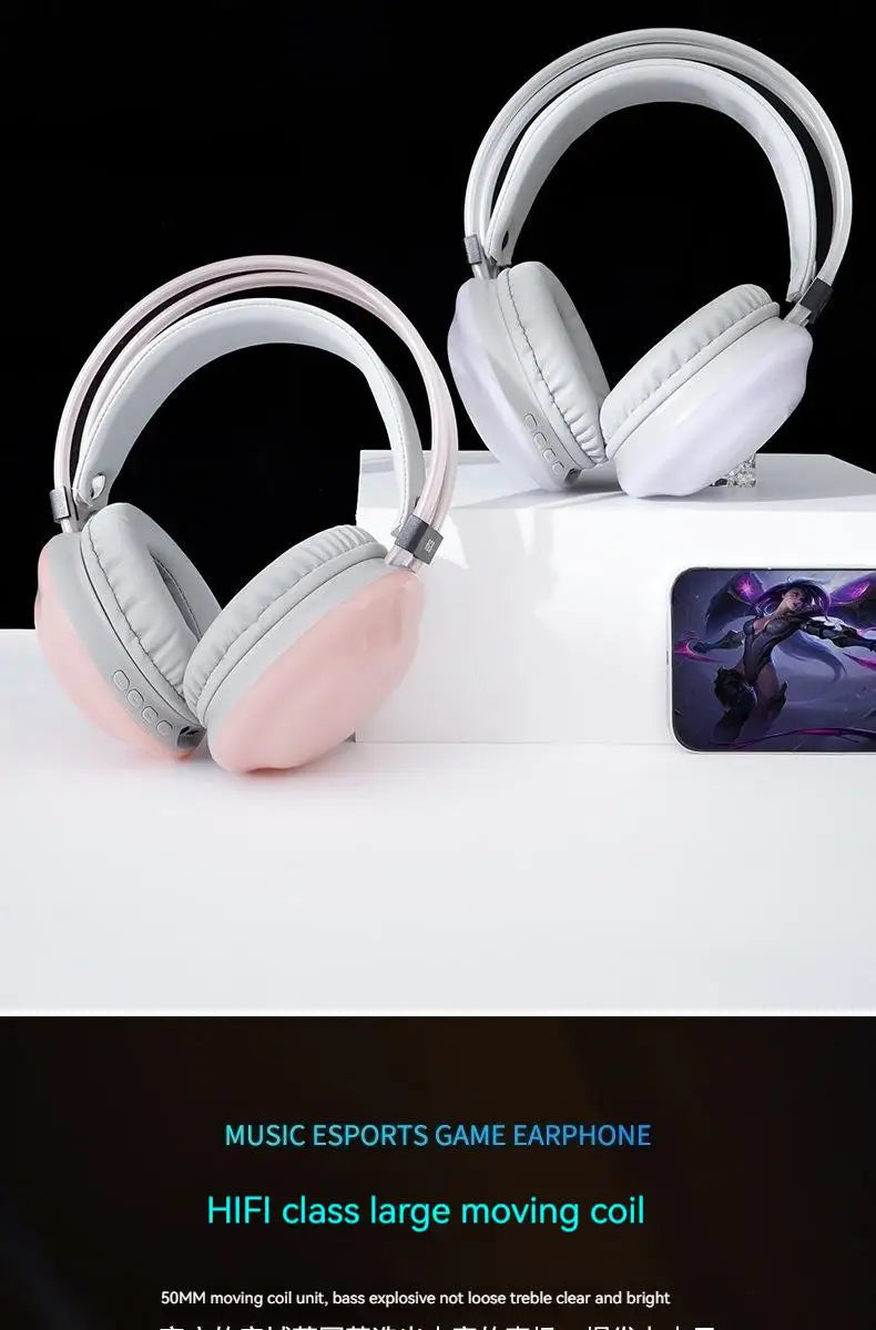 Gamer Wireless Bluetooth Headphones RGB Flowing Colorful Lamp Head Earphone Hifi Stereo Noise Reduction Gaming Headsets With Mic