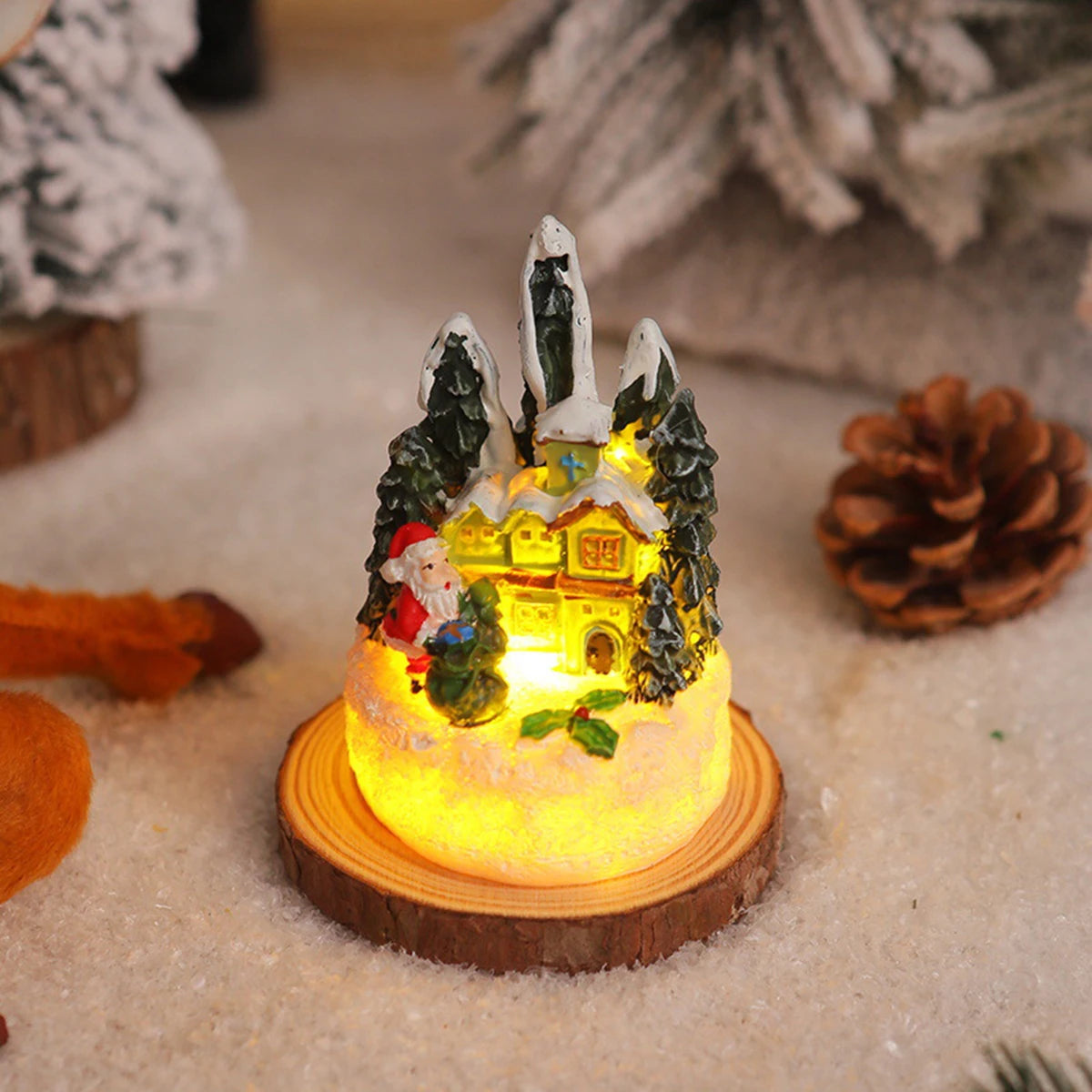 1/2pcsChristmas Resin Mini House Decor - Santa Snowman Tabletop Village, Cozy Xmas Must-have List Gift for Family