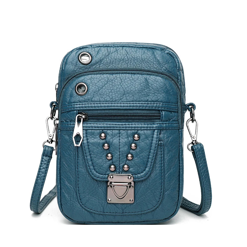 Mobile Phone Bag for Women 2024 New Fashion Soft Leather Diagonal Straddle Small Bag Multi layered Mini Zero Wallet Versatile Li