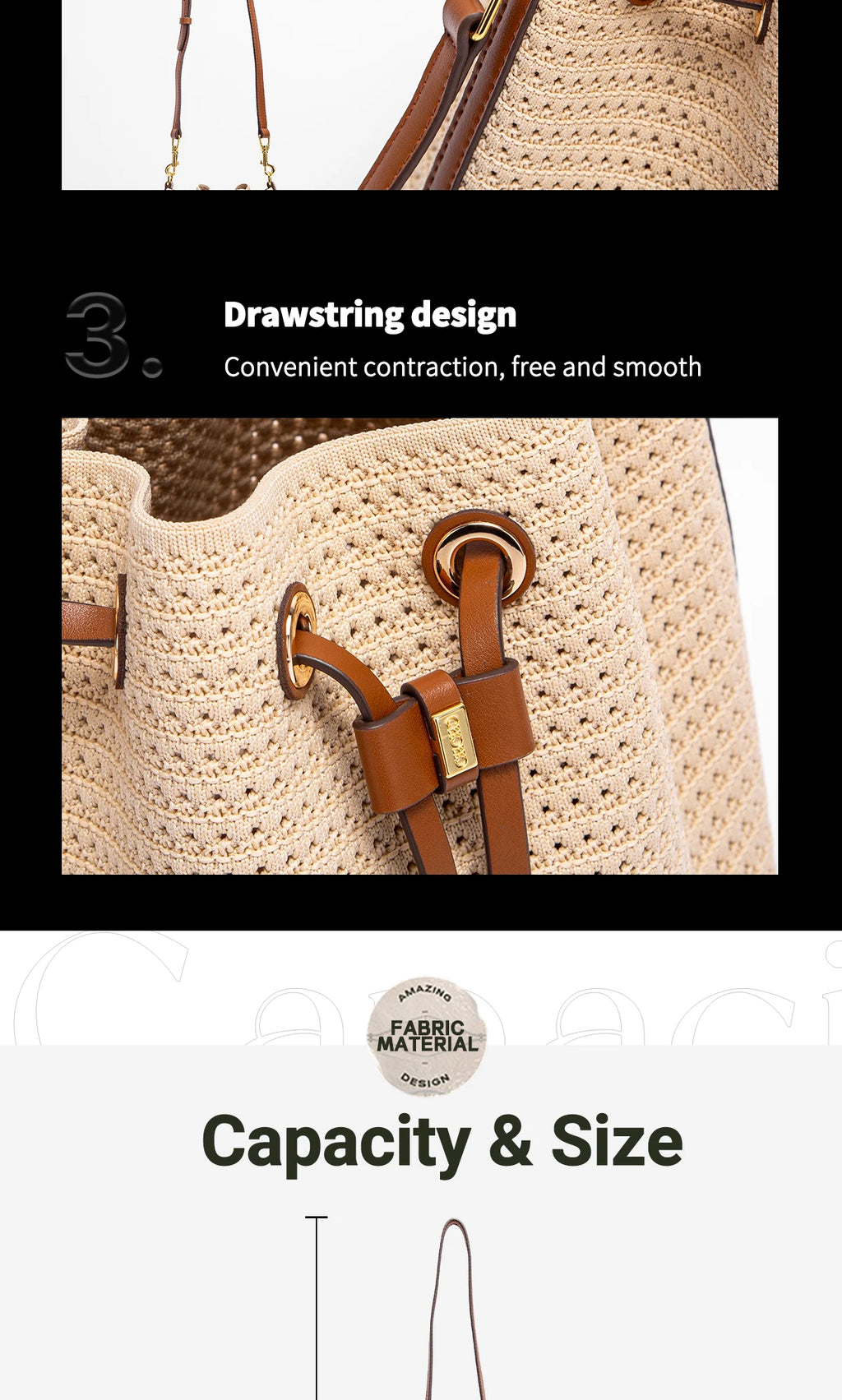 Women's Bucket Bag Vacation Style Women's Shoulder BagSpring New Fabric Splicing Design Handbag