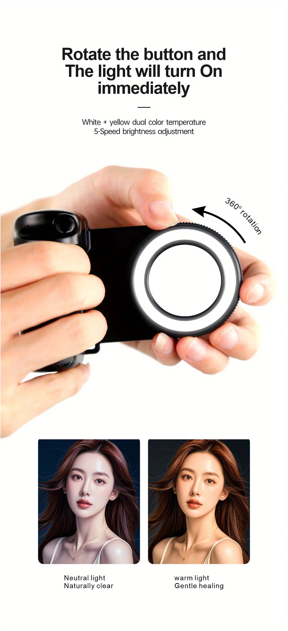 Magnetic Smartphone Handle Grip with Detachable 30M Bluetooth Remote with Fill Light Anti-shake Selfie Handle Photo Bracket