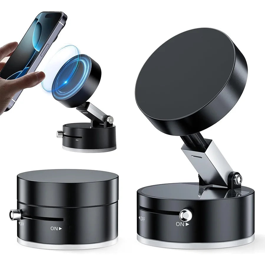 Vacuum Car  Magnetic Phone Holder Suction Cup Adjustable Phone Stand for iphone 16 pro Foldable Cell Navigation Support Bracket