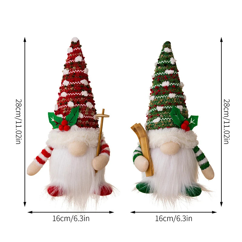 2025 Christmas Gift Gnome Doll Couple Led Night Light Sledge Elf Ski Home Xmas Decoration for 2026 New Year Valentine Gift